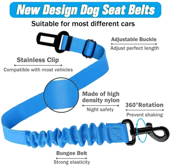Manufacturer Adjustable Nylon Bungee Dog Car Seat Belts for Vehicle