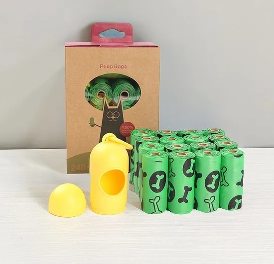 Custom Strong Rated Eco Friendly Corn Starch Private Label 100% Recycle Biodegradable Compostable Pet Waste Dog Poop Excrement Bags