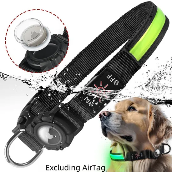 Waterproof Airtag Collor with LED Lighting Pet Accessories OEM/ODM Apple Air Tag Custom Made GPS Dog Collar Pet Tracker Hunting Dog Collar