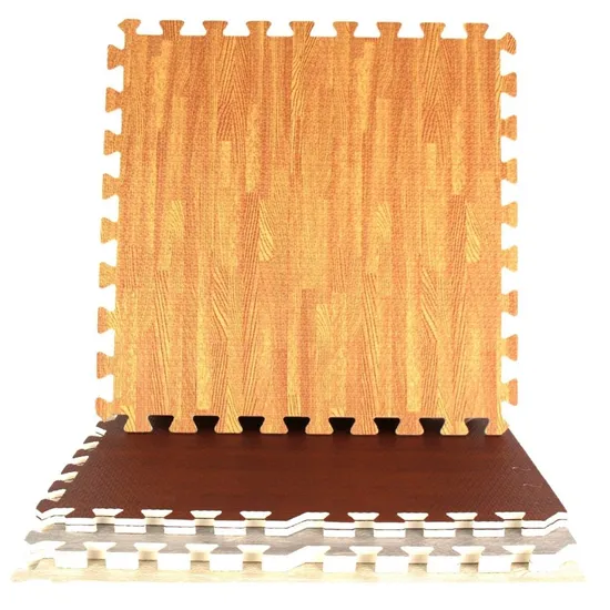61cm 24" Wood Grain Interlocking Foam Joint Tiles, Stitching Flooring Mat