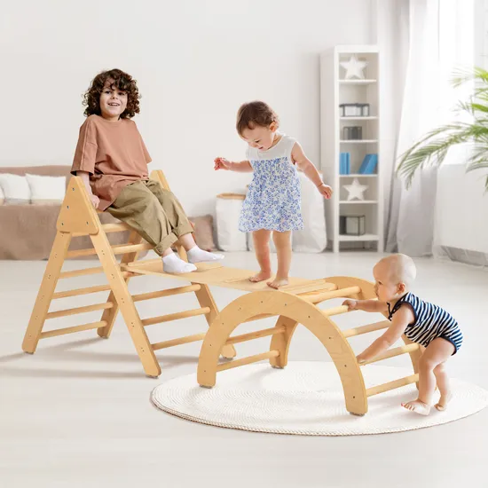 Children′s Wooden Jungle Gym Baby Sense Training Jungle Gym Baby Indoor Jungle Gym Slide Combination Toy