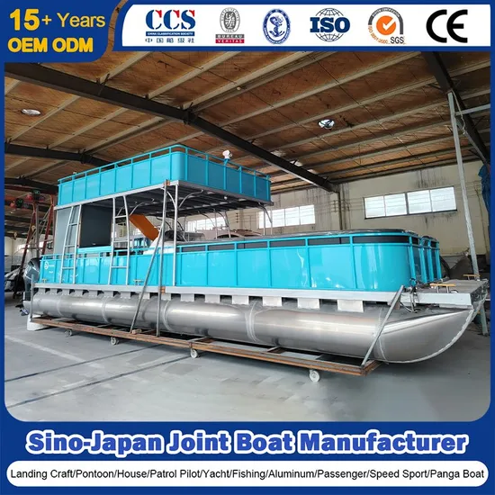 China Pontoon Boat Manufacturer Luxury Electric Barge Aluminum House Single Layer Double Deck Pontoon Boat for Party/Tour/Sightseeing