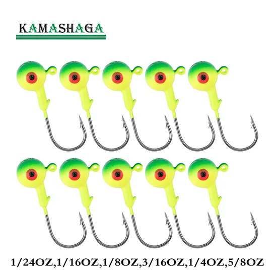Round Head Jig Hook, Round Head Jig Lure Lead Head Lure, 1/8 3/8 1/4 1/16 Oz Salt Water and Fresh Water Swim Bait Hook, Jig Lure
