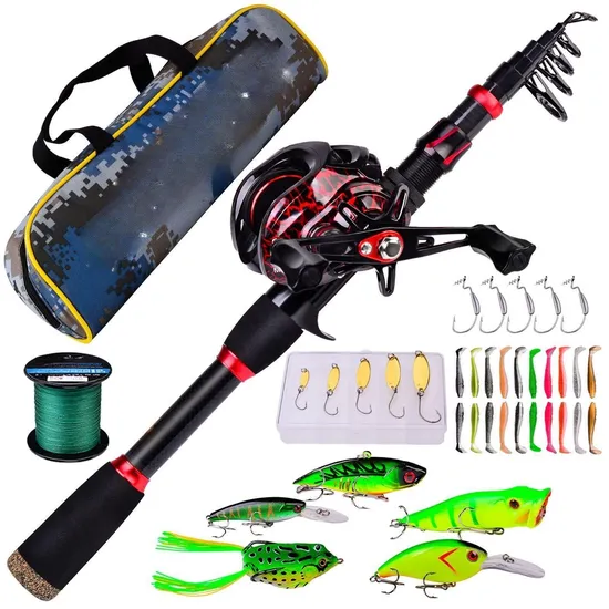 Hot Sale Saltwater Freshwater Carbon Fiber Telescopic Pole Fishing Accessories Tools Tackle Spinning Bait Casting Reel Combo Rod
