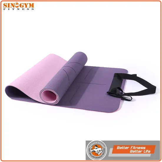 Eco Friendly Dual Color Portable Pilates Yoga Exercise Mat with Strap
