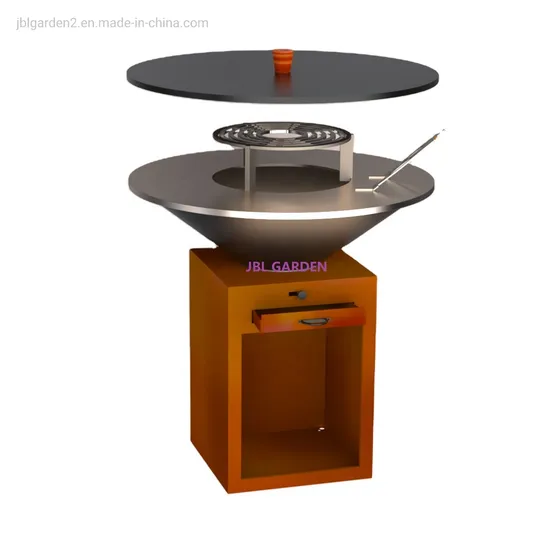 Outdoor Rusty Corten Metal BBQ Grill