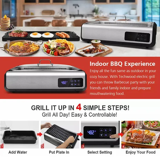 Mini Square Portable Smokeless Stainless Steel BBQ Grill Kitchen Multi Cooker
