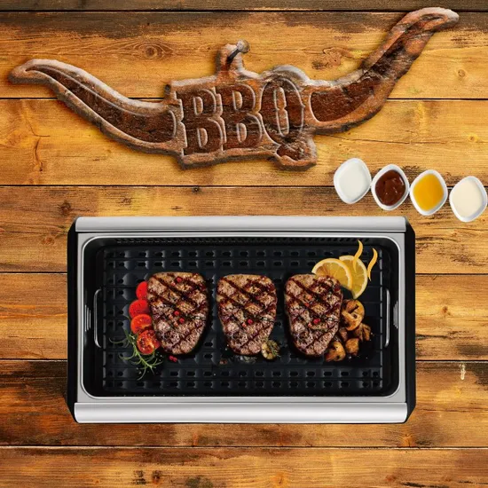 Multifunction Japanese Indoor Rectangular Non-Stick Smokeless BBQ Teppanyaki Electric Grill