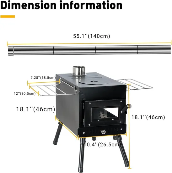 Wood Stove for Tent Camping with Efficient Chimney Pipe Design