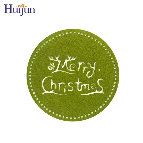 Christmas Crafts Merry Christmas Felt Placemat Coasters Xmas Round Table Mat for Dining Table Home Christmas Decoration Supplies