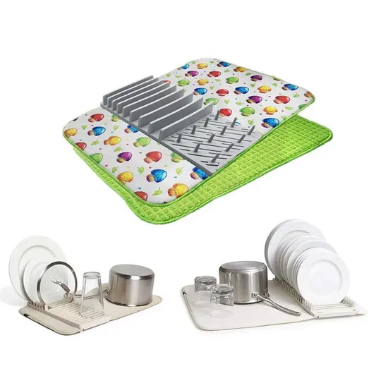 Dish Drying Rack with Mat Kitchen Mat Diatomite Dish Draining Mat