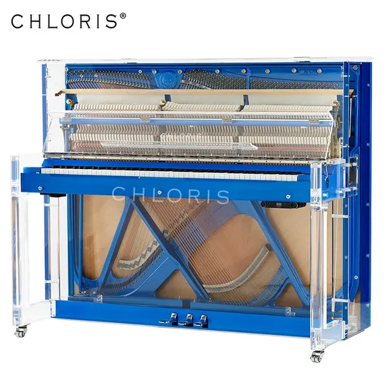 Crystal Upright Piano Hu125A with Blue Colour and LED Lights