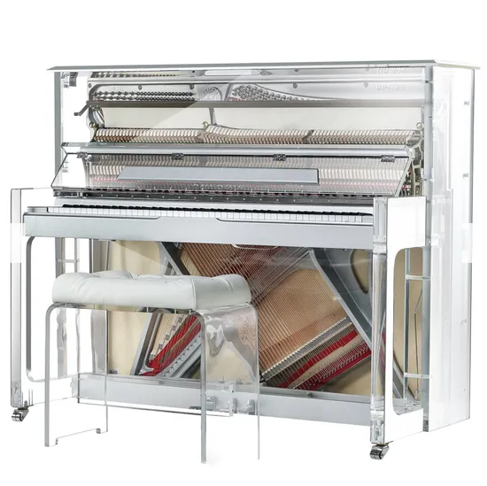 Custom Crystal Glass Piano 125ap Vertical 88 Keys Acoustic Piano with Transparent Piano Bench