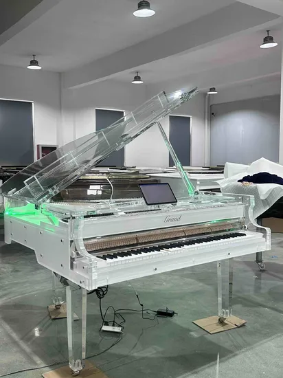 Custom Transparent Baby Crystal Grand Piano with Silvery Chrome Metal Parts 152cm
