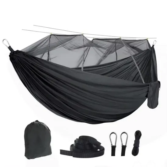 Summer 2 Person Outdoor Durable Portable Nylon Tree Jungle Black Camping Mosquito Net Hammock