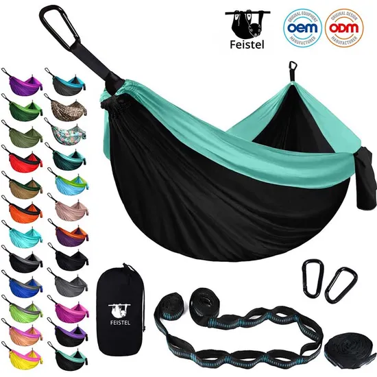 Premium Parachute Nylon Outdoor Indoor with Tree Straps Double Hammock Portable Camping Hammock