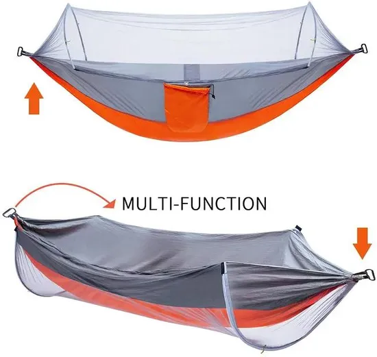Outdoor Hiking, Backpacking, Backyard Protection Adjustable Nylon Hammocks with Mosquito/Bug Net