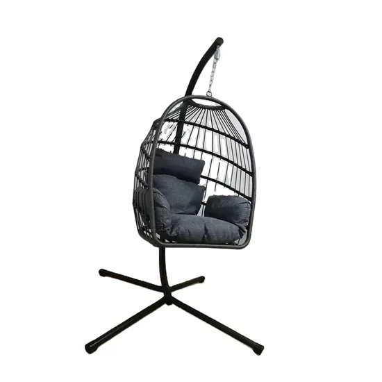 China Wholesale Egg Rattan Chair Hanging Swing Egg Shape Outdoor Rattan Chair