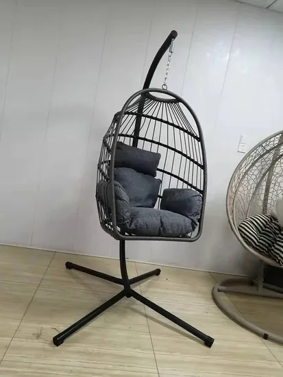 Patio Swings Egg Rattan Swing Chair Metal Stand Hanging Chair
