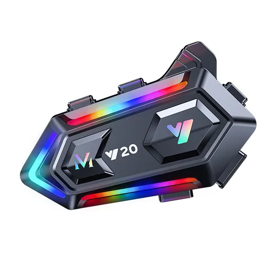 Y20 Motorcycle Helmet Headset 5.3 with RGB Light Wireless Waterproof for Moto Rider Handsfree Call Headphone
