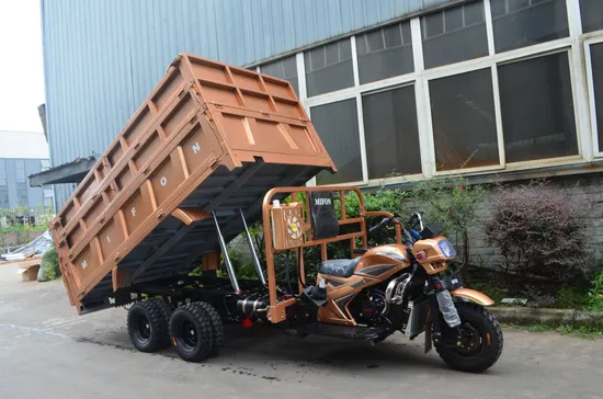 Nine Wheel Double Axle Motorized Gasoline Hydraulic Dumper Cargo Loading Tricycle/Three Wheel Motorcycle with Self Unloading System