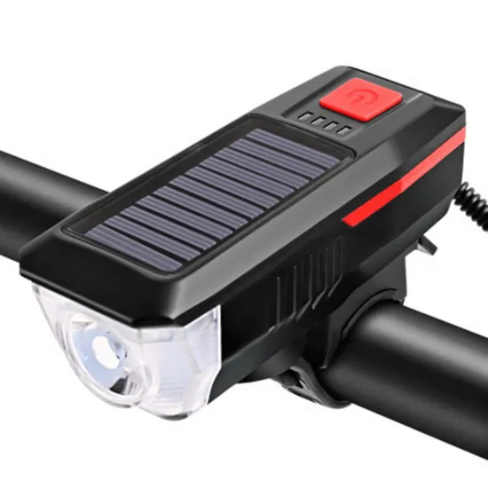 Solar USB Charging Cycling Headlight Bike Accessories Bicycle Light with Horn