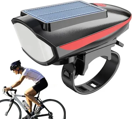 Waterproof 2 in 1 Bike Bell 120 dB Rechargeable Solar Bicycle Lights Bicycle Headlight Bike Light