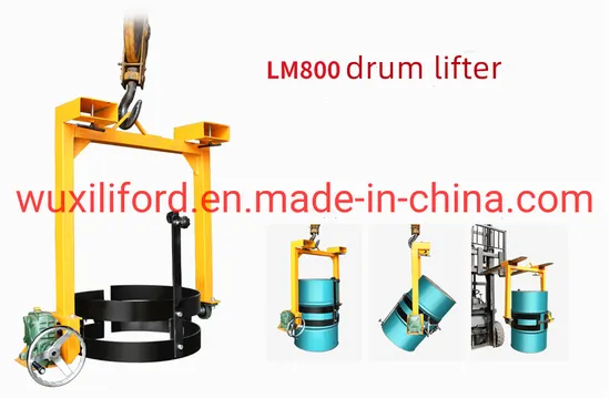 China Manufacturer 400kg Forklift Attachment Hand Drum Rotator Manual Drum Lifter with Manual Tilting Forklift Drum Rotator Drum Dispenser Lm800