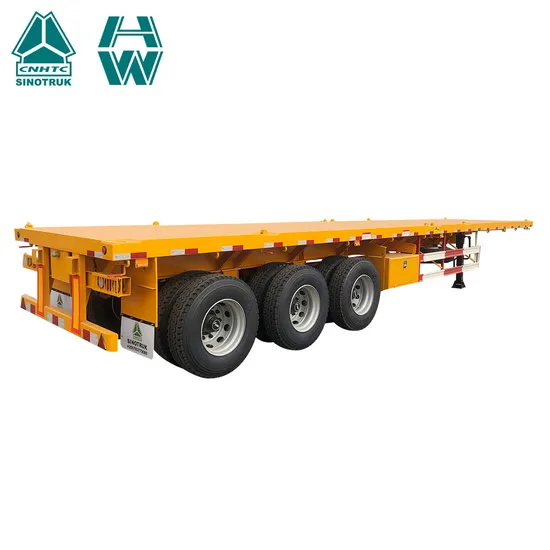 2 Axles 3 Axles 20GP 40FT 40T Flatbed Container Truck Lowbed Semi Trailer for Equipment