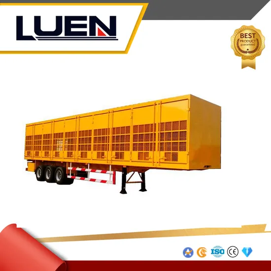 China Heavy Duty Supply Used 3 Axle 50-70 Ton Container Livestock Enclosed Cargo Transportation Stake Type High Fence Curtain Semi Box Truck Cattle Trailer