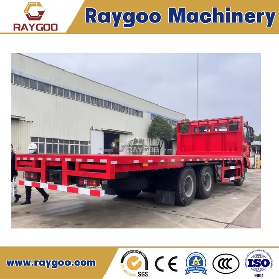 New Shacman 6*4 Flatbed Truck Low Body Truck Semi Trailer Low Bed Trailer with Rear Ramp and Support Leg for Export Sale