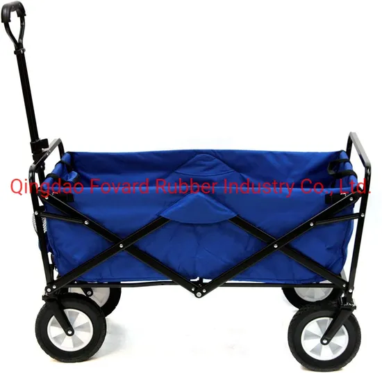 Pouplar Outdoor Utility Steel Folding Wagon Cart Four 8*1.75" Solid PVC Wheel, Camping Cart, Garden Beach Wholesale Folding Camping