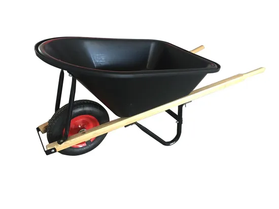 100L Wooden Handle Plastic Poly Tray Heavy Duty Wheelbarrow