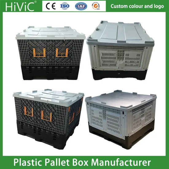 Large Heavy Duty Plastic Pallet Box for Sale 1200X1000X780mm Closed Deck Four Way Pallet Bins