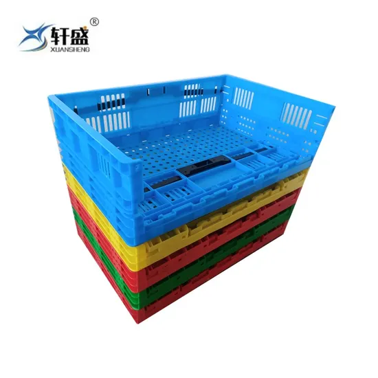 Colorful PP Material Folding Fruit and Vegetable Square Storage Stacking Basket with Holes