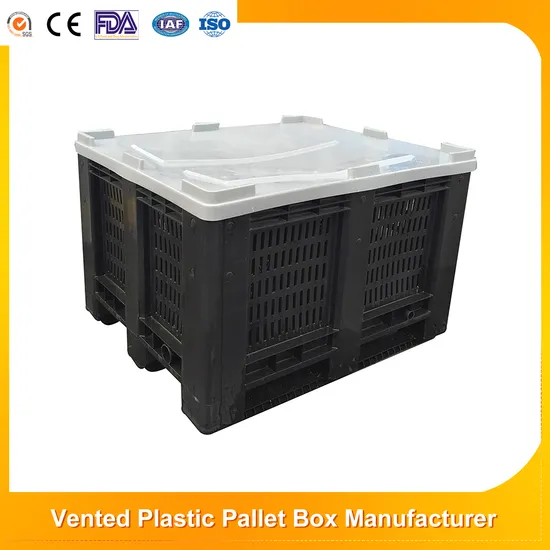 HDPE Food Vented Logistic Transport Large Stackable Plastic Pallet Container for Storage