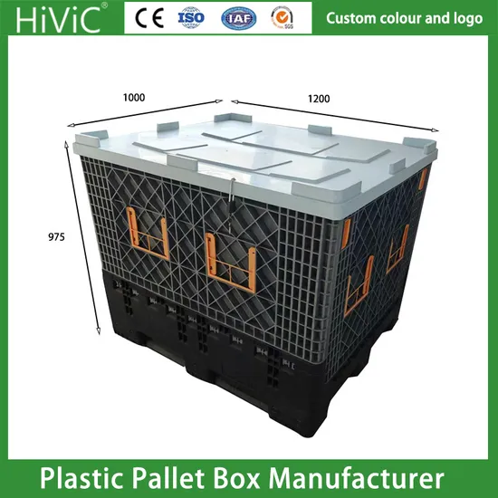 China Best Quality Heavy Duty Industrial Use Collapsible Pallet Box Wholesale Plastic Folding Boxes with Lids Bulk Containers