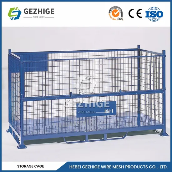 Gezhige Customized Warehouse Storage Collapsible Foldable Stackable Metal Steel Wire Mesh Pallet Cage