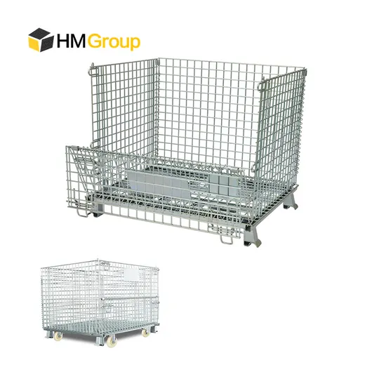 Industrial Folding Cold Room Wire Mesh Steel Stacking Cage Container