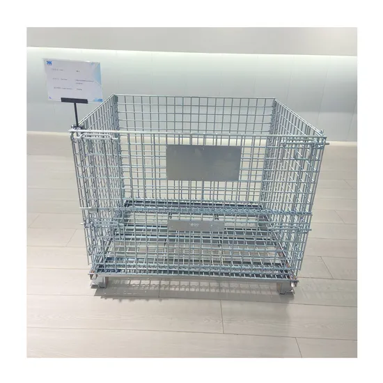Industrial Wire Mesh Metal Grid Galvanized Stackable Pallet Storage Cage Container