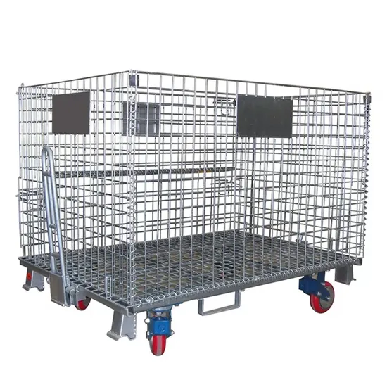 Metal Folding Cages Wire Mesh Container Stackable Galvanized Storage Cage