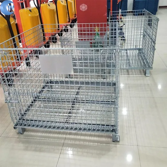 Foldable Stackable Galvanized Steel Storage Cage for Racks