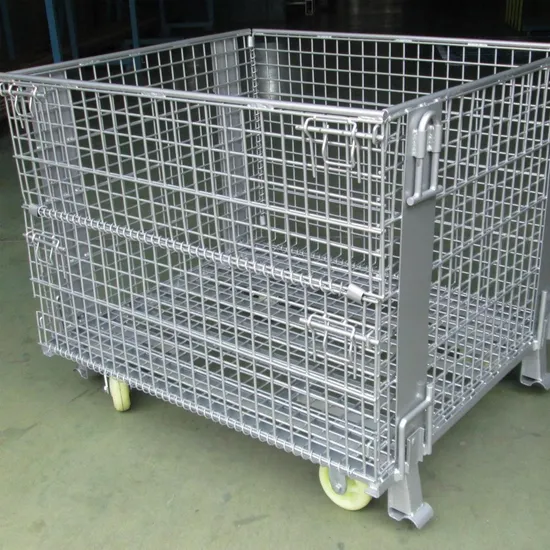 Foldable Stackable Warehouse Steel Metal Wire Mesh Storage Container Cage