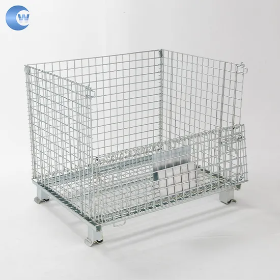 Heavy Duty Steel High Capacity Warehouse Mesh Box Wire Cage Metal Bin Storage Container