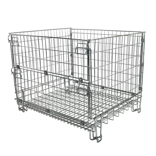 Stackable Pallet Cage Stacking Wire Baskets Steel Mesh Container