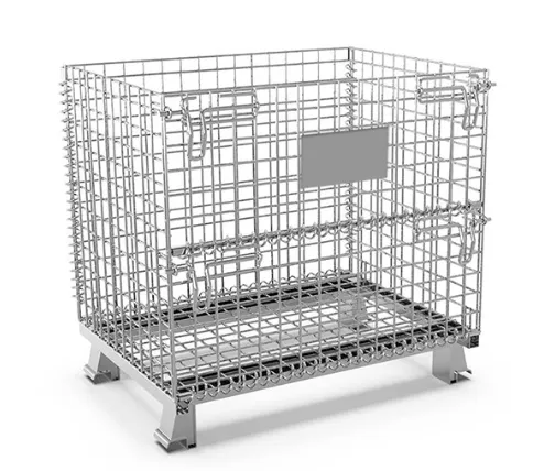 Warehouse Storage Folding Metal Pallet Cage Trolley Stackable Security Collapsible Wire Mesh Steel Cage