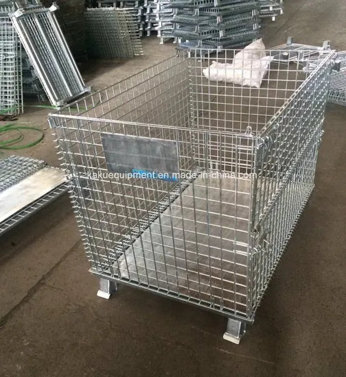 Stackable Galvanized Steel Heavy Duty Wire Mesh Stillage with Iron Plate