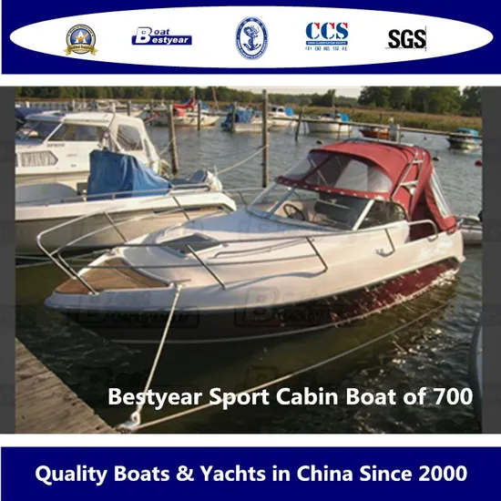 Bestyear 7m 22FT Fiberglass High Speed 700 Cabin Cruiser Boat Sport Outboard Motor