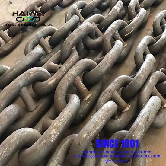 Good Welding High Hardness U1 Am1 16*64/20*80/22*88 Black Painted Stud Anchor Chain 30 Years Chain Factory Direct Sale