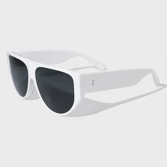 Yeetian High-End Simplicity Eyewear Unisex Vintage White Big Frame Acetate Sunglasses